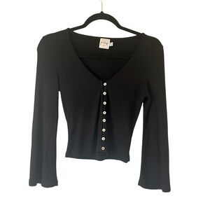 Princess Polly black ribbed long sleeve top size 2